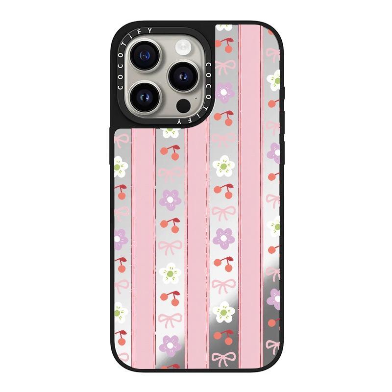 Pink Striped Cherry for Mobile Phone Case for IPhone17promax for 16 for Apple 15 Protective Case Niche Creativity