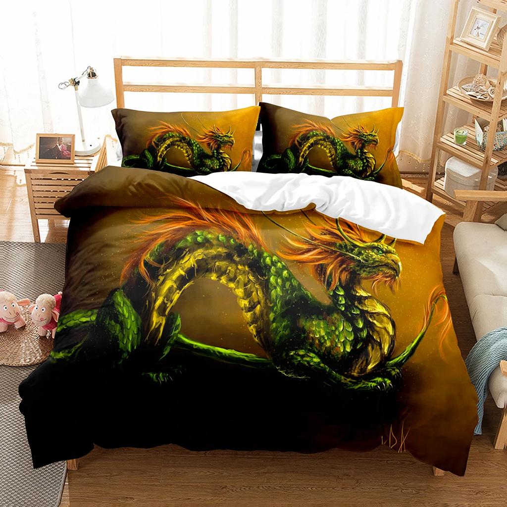 Purple Dragon Duvet Cover Jungle Animals Myths and Legends Dragon Children Boys Children Teens for Bedroom Decoration Queen King