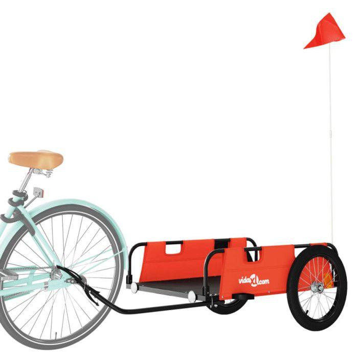 VidaXL Bicycle Trailer Orange Oxford Fabric and Iron, Bicycle Cart, Bicycle Trailer, Bicycle Trailer for Children, 94173