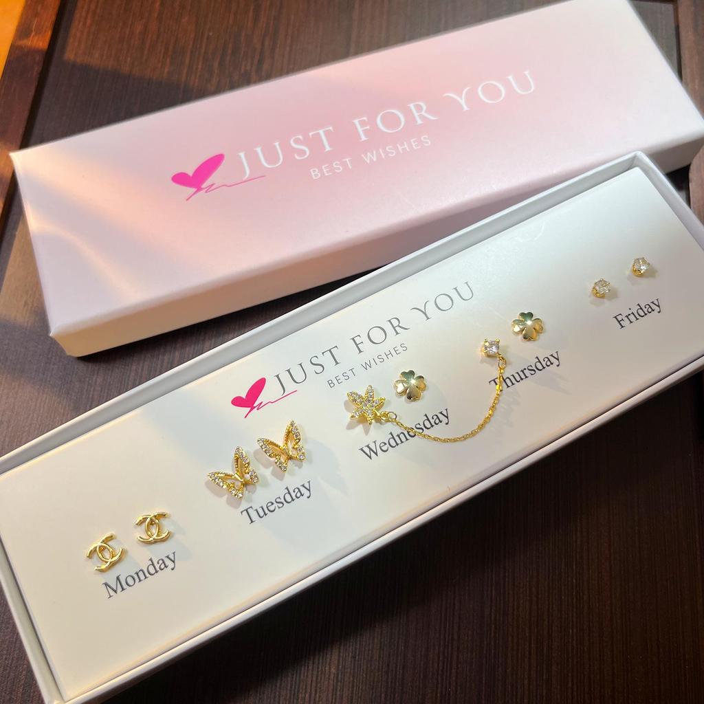 2025 Simple Bow, Star, Moon & Butterfly Stud Earrings Set with Gift Box