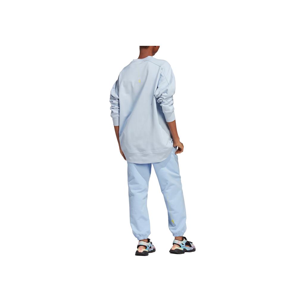 Adidas Drawstring Ribbed High-Waisted Sports Pants Unisex Pants Light-Blue IA7724