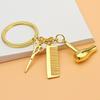 Barber Shop Tools Key Ring Hair Dryer Scissors Comb Pendants Simulation Keychain