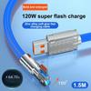 6A Type C USB Cable 120W Fast Charging 180 Degree Elbow for Phone 1m 1.5m 2m Poco Game Use