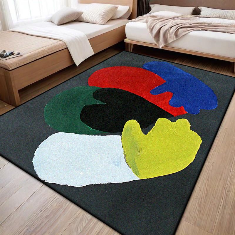 Modern Abstract Palm Pattern Living Room Carpet Light Luxury Decoration Sofa Bedside Soft Rug Bedroom Fluffy Plush Mat Non-slip
