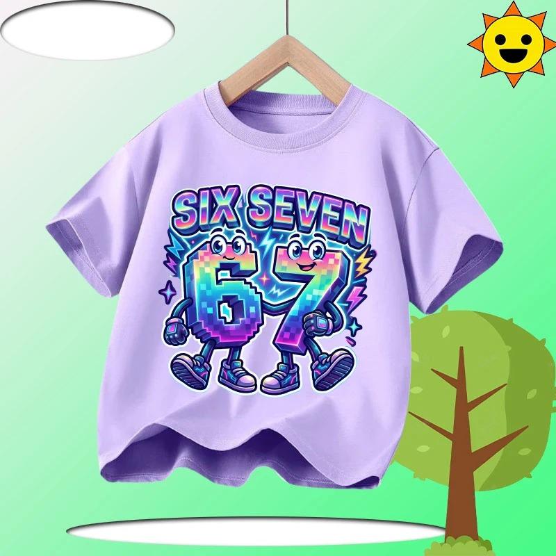 Summer 67 Six Seven Cool Funny Printed T-shirt Kids T-Shirts Fashion Oys Girls Cotton Tee Italian 67 Casual Children Clothes Top