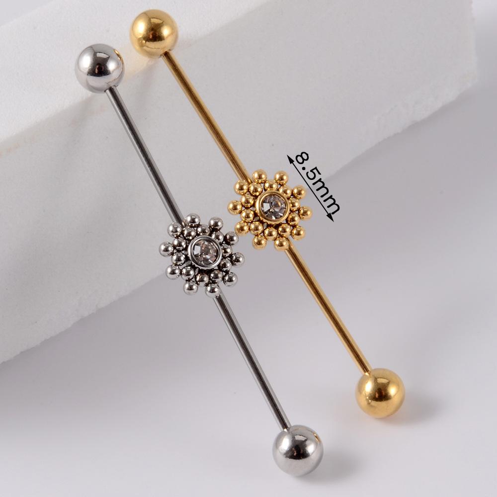 YW Industrielle Barbell Ohrringe Piercing Schmuck Chirurgischer Edelstahl Scaffold Piercings CZ Bar für Damen Herren