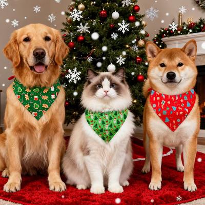 Pet Triangle Scarf Christmas Pet Clothes Pet Bib Cat Neck Scarf Dog Bib Smooth Edge Accessories