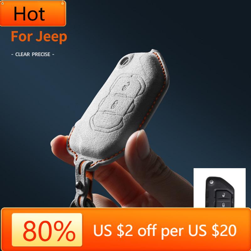Interior Mouldings Car Remote Key Case Cover Shell For Jeep Wrangler JL JK JLU XD Gladiator JT Protector Suede Alcantara Accesso