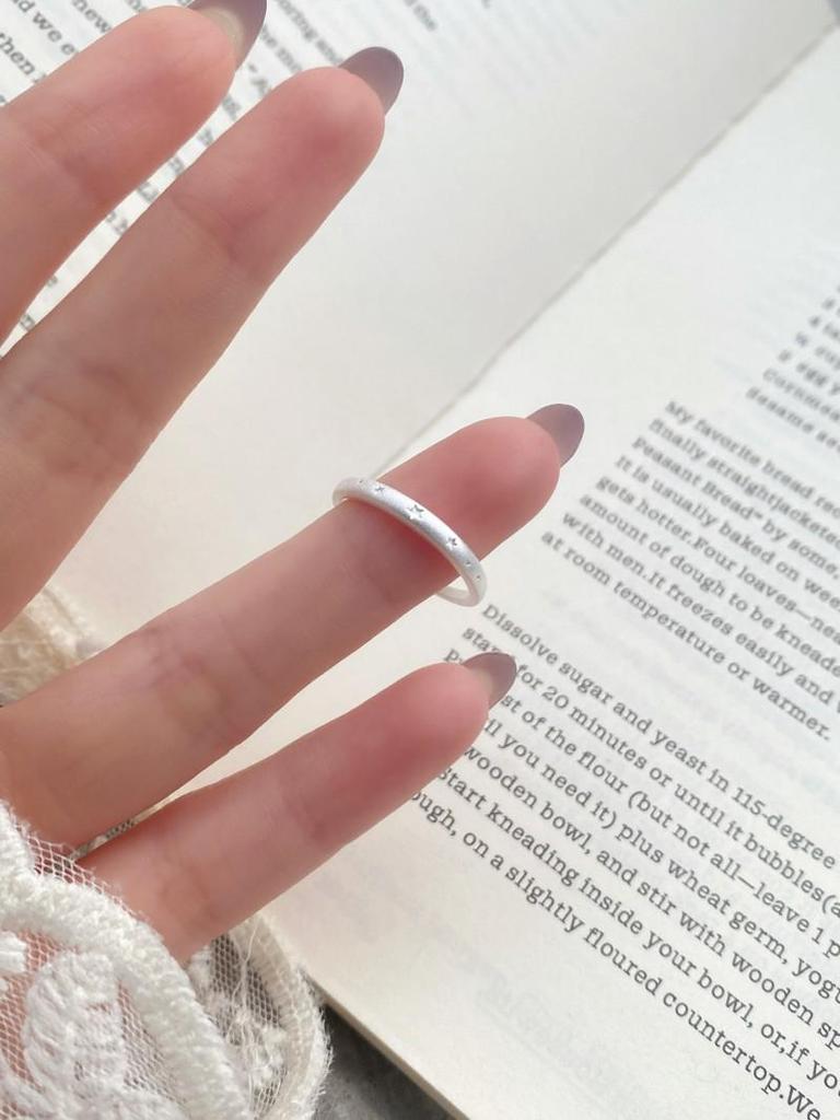 Korean Style Matte Star Sterling Silver Ring - Women's Versatile Stacking Fashion