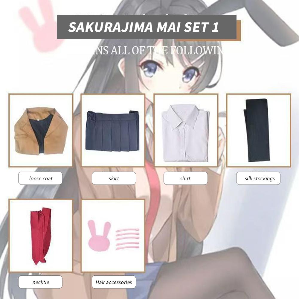 Anime Sakurajima Mai Cosplay Costume Rascal Does Not Dream of Bunny Girl Senpai Mai Sakurajima Cosplay Wig Bunny Ears Headwear S&Cardcaptor Sakura