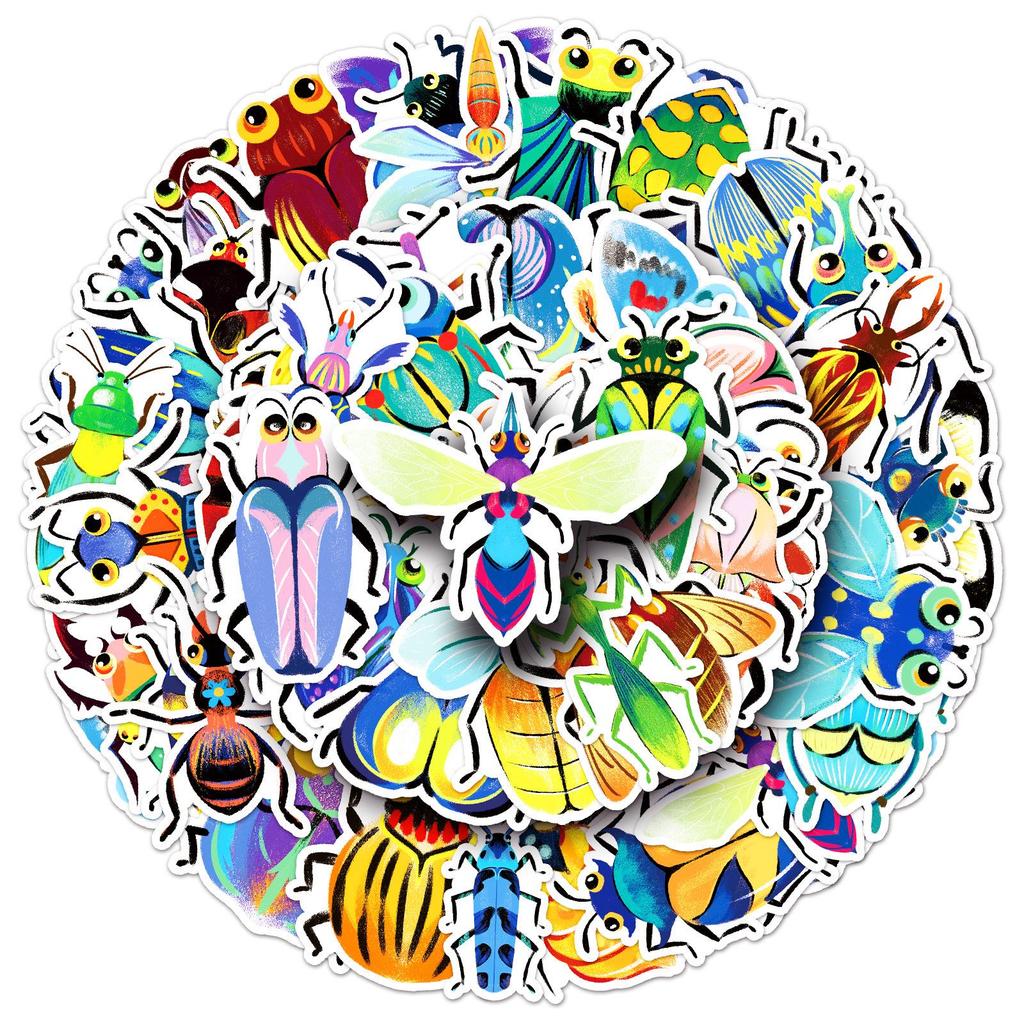 51-Piece Waterproof Insect Cartoon Stickers: Original, Non-Infringing Animal Designs for Decorating Journals