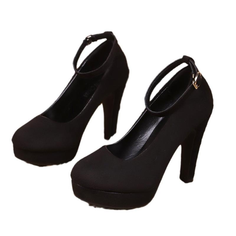Chaussures à talons hauts taille large à un bouton plateforme plateforme chaussures professionnelles de ville chaussures fashion chaussures françaises