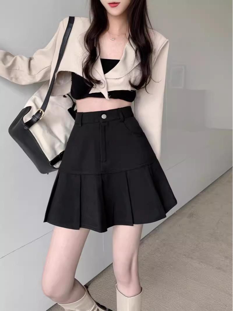 

2024 Summer Women s Plus Size A-Line Fishtail Skirt with Pockets, Korean Style S