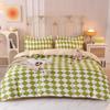 Simple Plaid Washed Cotton Four-piece Dormitory Quilt Cover Three-piece Bed Sheet Quilt Cover