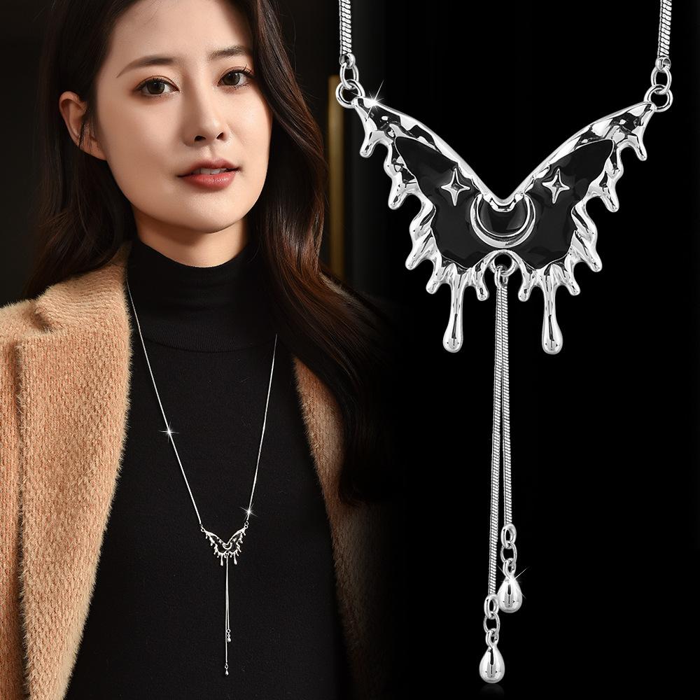 New Product: a Two-wear Butterfly Pull-out Long Adjustable Feminine Pendant Necklace 60CM(Necklace Long)