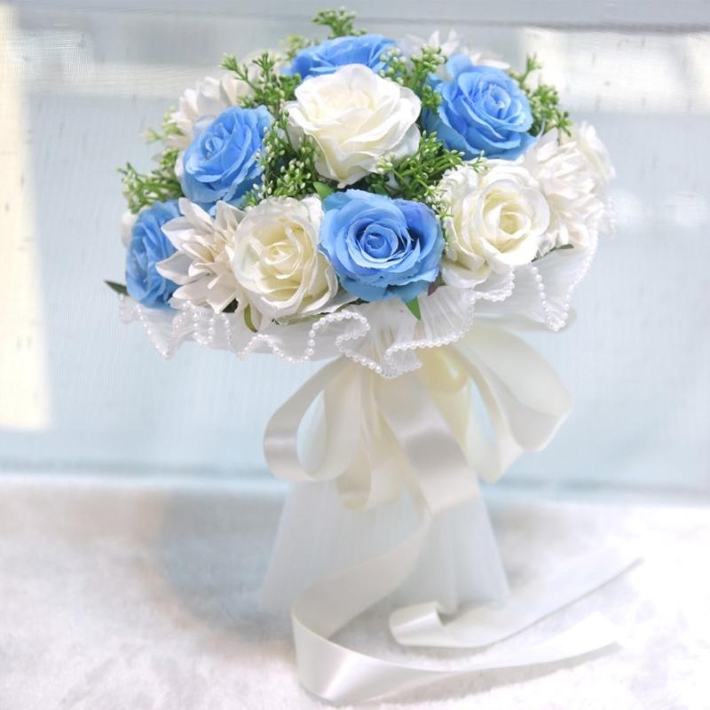 Realistic Multicolor Rose Bouquet Romantics Bridesmaids Flower Arrangement for Wedding Ceremony