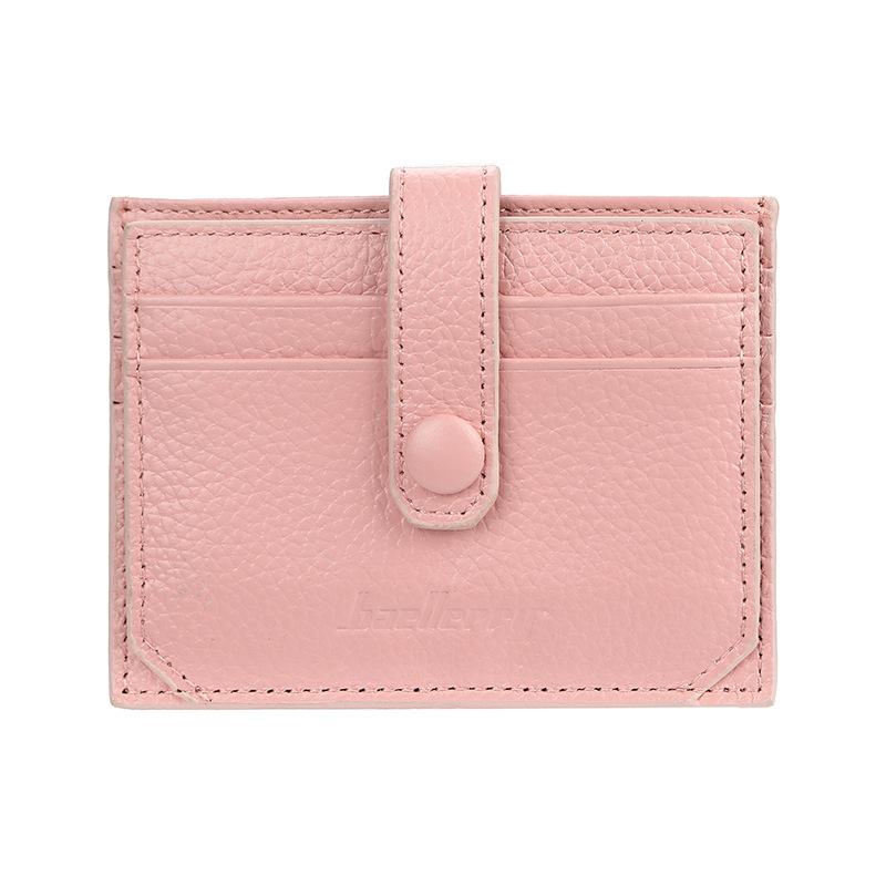 Baellerry Men and Women Multifunctional Short Purse Genuine Leather Wallet Ultra Thin Card Holder Unisex Billfold Snap Button Driver's License Bag