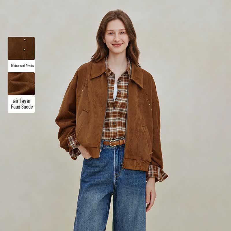 INMAN Women s Vintage Faux Suede Workwear Jacket M