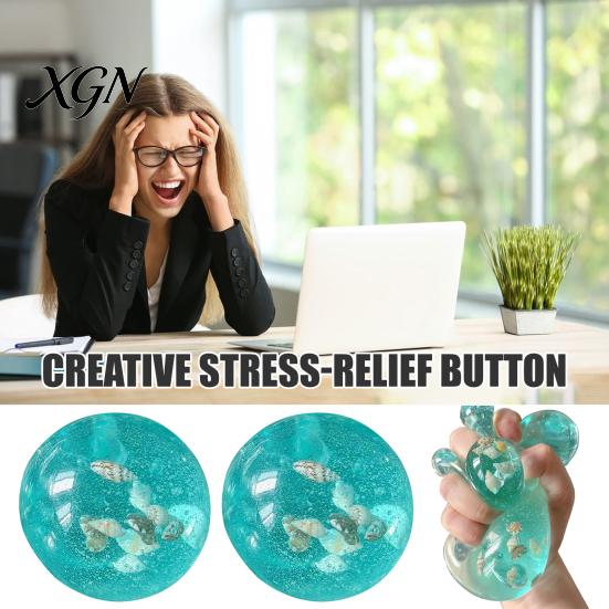 Stress Reducing Fidget Toy 1/2Pcs Ocean Beach Ball Anxiety Relief Clear Squeeze Shell with Seashells Inside Office Workers Relaxation Sensory