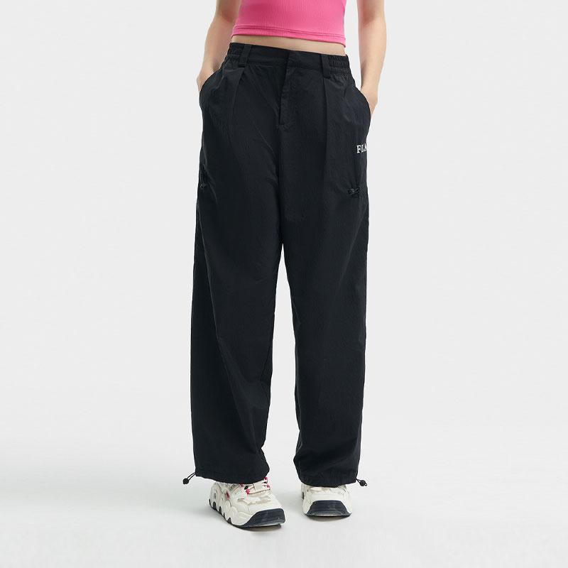 Fila Solid Color Tapered Woven Casual Pants Women Bottoms Black F51W429801F-BK