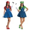 Halloween Costume Female Adult Mary Dress, Mario Dress Female Strap Skirt Stage Dress