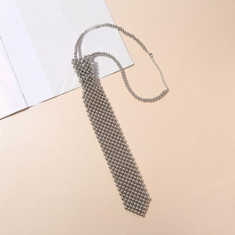 Girls Shirt Pearl Necktie Female Easily Wear Social Gatherings Detachable Pearl Collar Removable Ties Costume Jewellery
