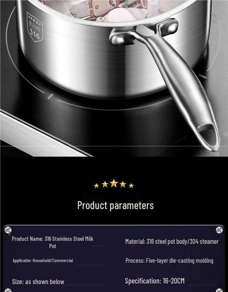 316 Stainless Steel Non-stick Milk and Baby Food Pot