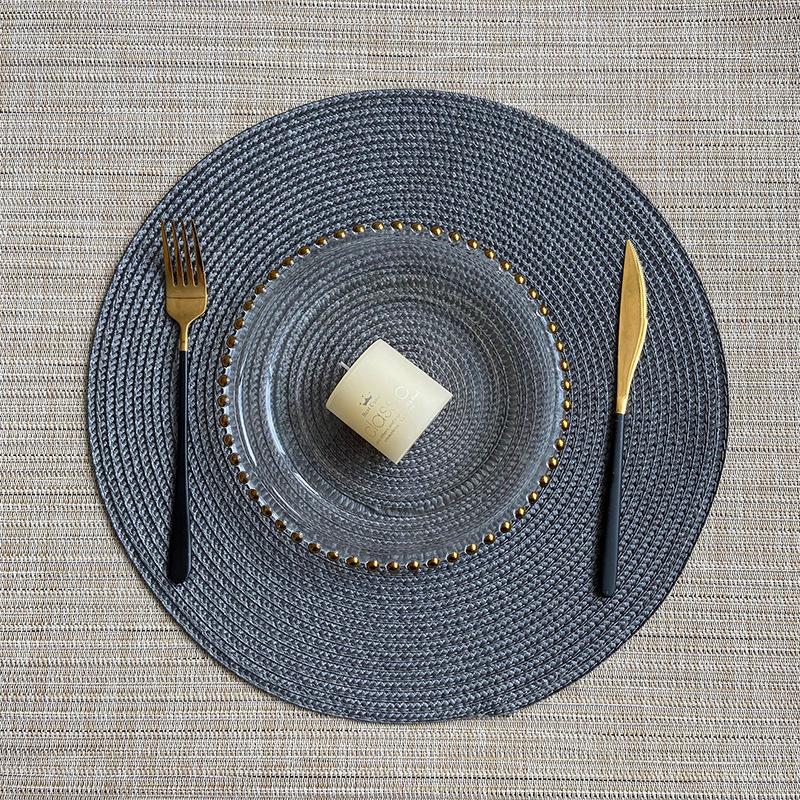 1pc American Style Home Placemat Handmade PP Woven Coffee Dining Table Decoration Mat Diameter 38cm Thermal Insulation Pad