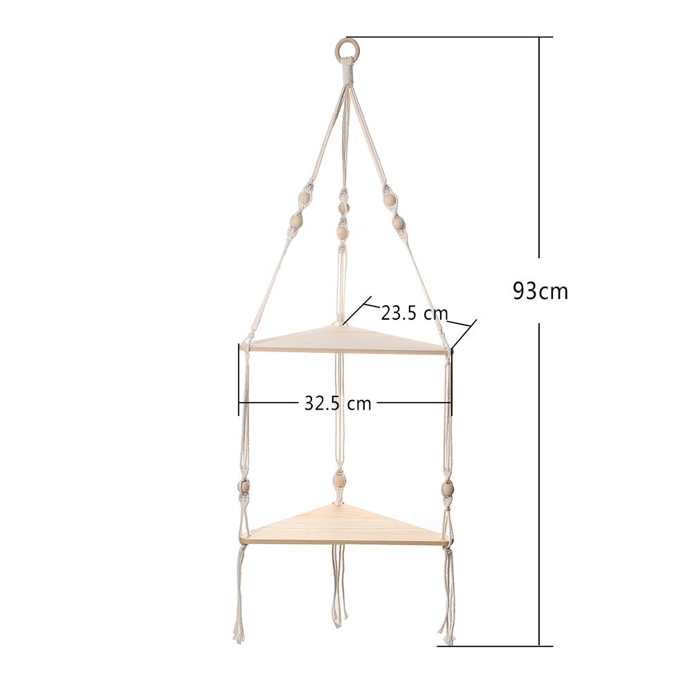 1/2/3-tier Floating Wall Shelf Wood Triangle Corner Display Stand Boho Home Decoration Living Room Bedroom Wall Hanging Decor