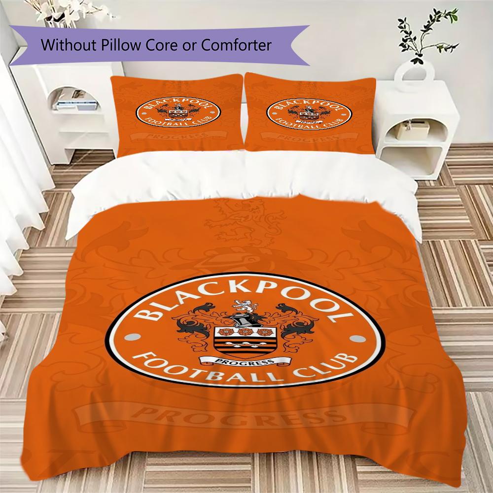 Blackpool Football Club Pattern Bedding uilt Set uilt Cover Pillowcase Home Decoration Birthday Gift (1*duvet cover + 2*pillowcase without core)