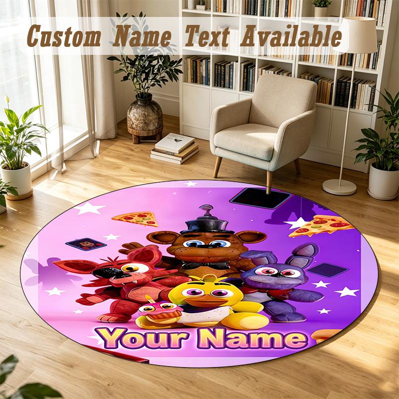 Round Rug Custom NameFive Nights at Freddy’s Pattern Non Slip Carpet Home Floor Decor