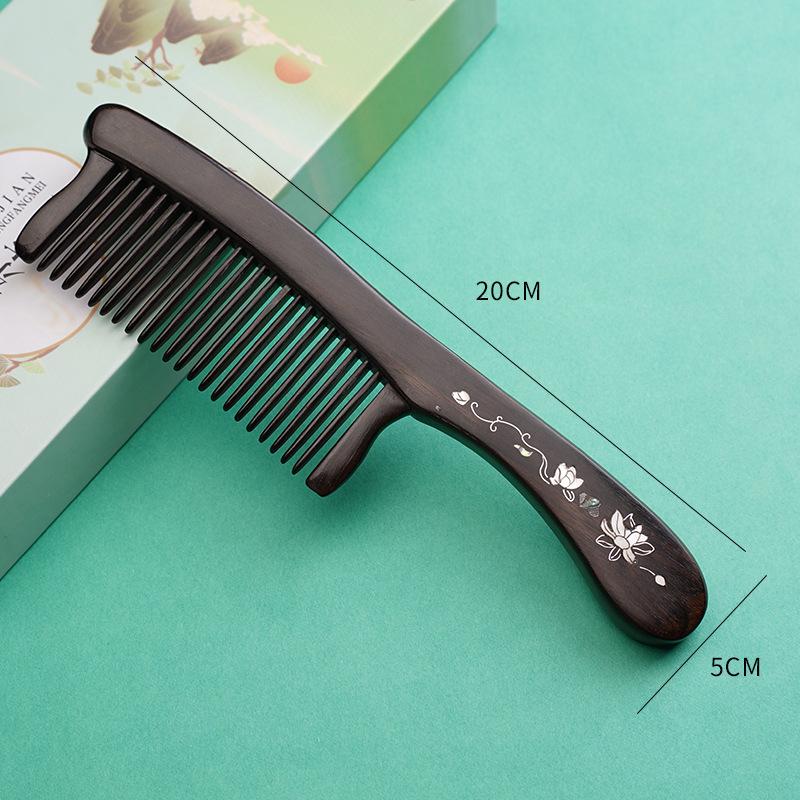 Fioletowe drzewo sandałowe Rzeźbiony drewniany grzebień Pudełko prezentowe - Wysokiej klasy prezent na ślub i Dzień Matki