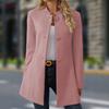 Women S Casual Stand Collar Mid Length Woolen Coat For Daily Wear