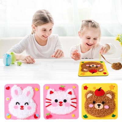 3 יחידות ערכת רקמה של בובות חיות מצוירות DIY בעבודת יד למתחילים ילדים מבוגרים חוט