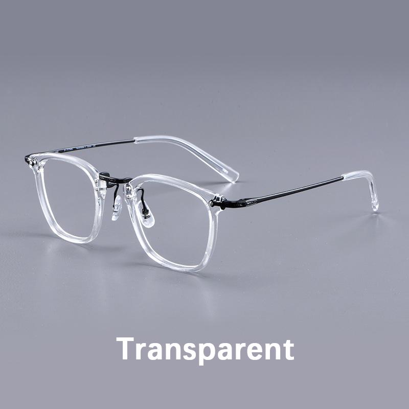 

2024 Новый японский бренд класса люкс из чистого титана прямоугольная оправа очки для мужчин деловой стиль ацетат квадратные линзы очки для близорукости No lens прозрачный