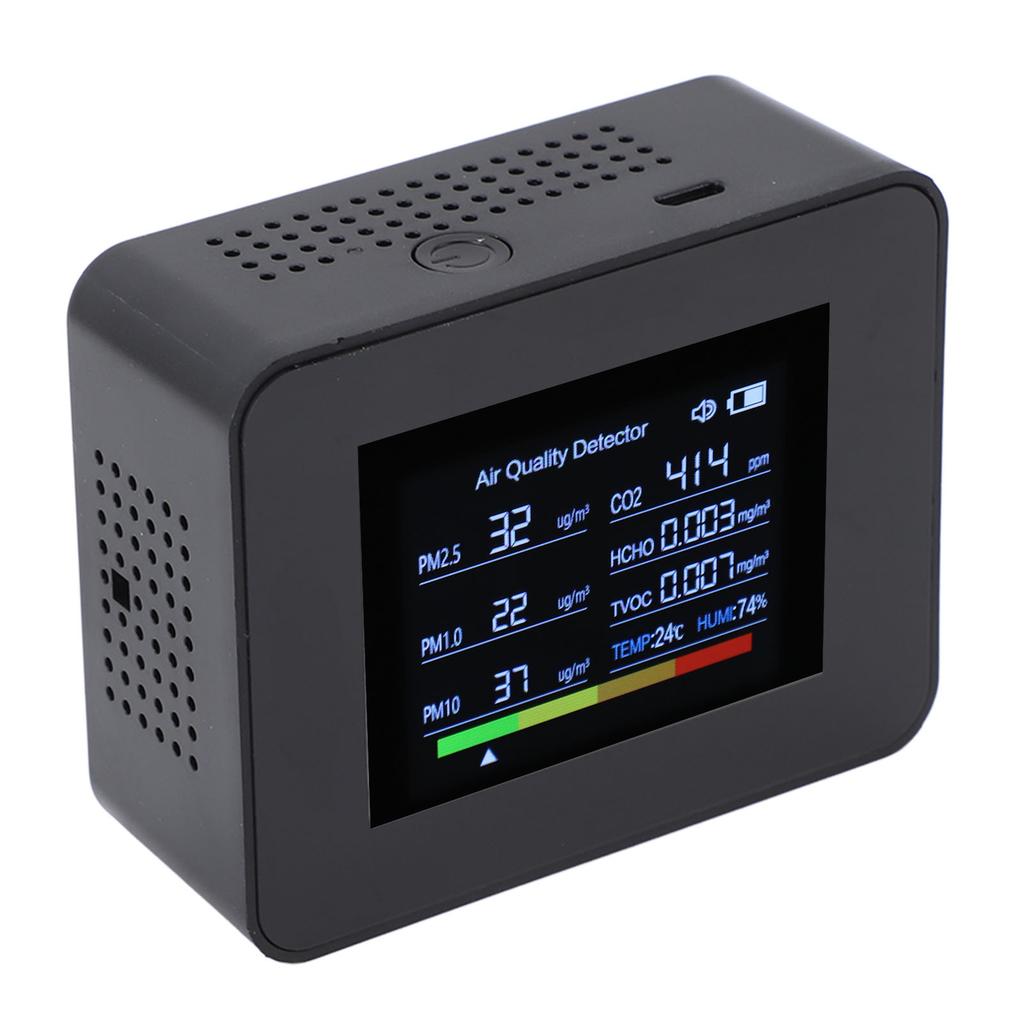 Indoor   Quality Meter 8 In 1 CO2 Detector NDIR Sensor Detect PM2.5 PM10 PM1.0 HCHO TVOC Temp Humidity with Alarm