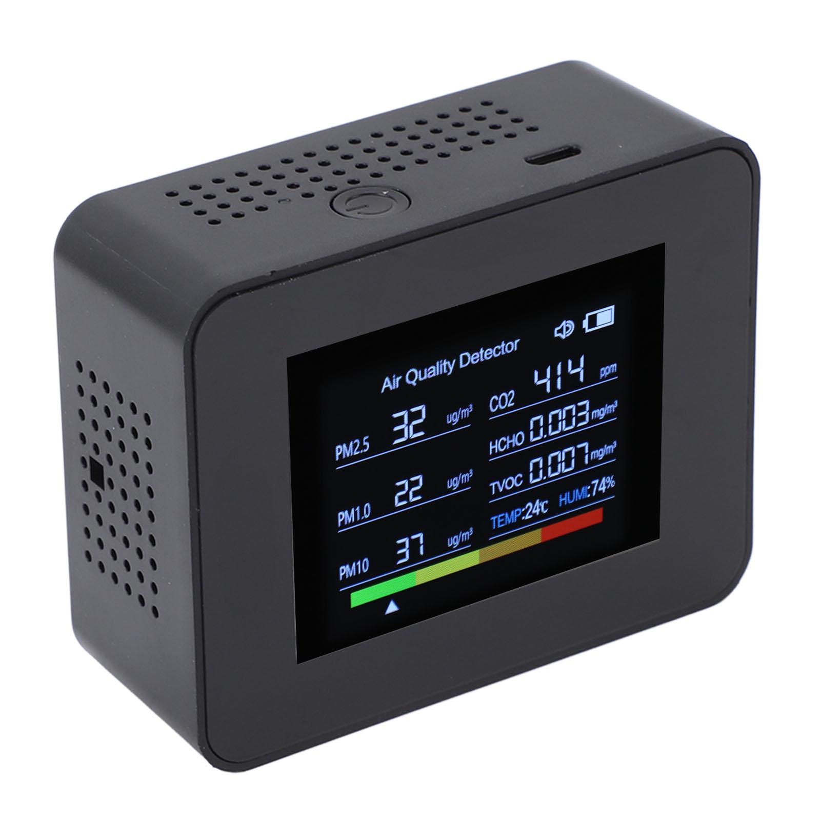 

Indoor Quality Meter 8 in 1 CO2 Detector NDIR Sensor Detect PM2.5 PM10 PM1.0 HCHO TVOC Temp Humidity with Alarm