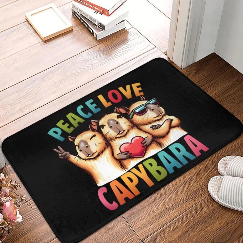 OK I Pull Up Capybara Door Mat Small Carpet Humorous Slogan and Realistic Animal Design Anti-slip Rug for Home Decor