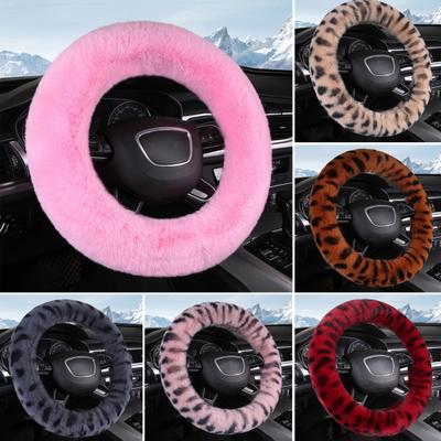 Capa de volante de carro macia e felpuda, capa de volante quente de inverno, acessórios automotivos de pelúcia para volante de 14,5 a 15 polegadas