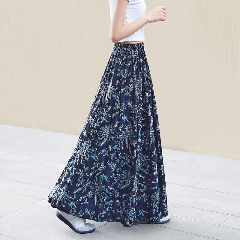 Tachiya Elegant Retro Floral Print Maxi Skirt