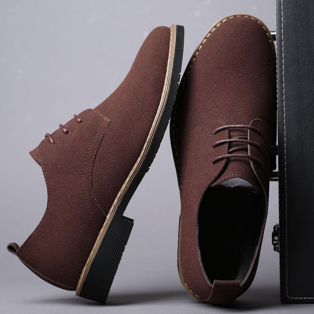 Mode Leder Herren mattierte Freizeitschuhe mit runder Zehenpartie Herren Lederschuhe zum Schnüren Modetrend Übergröße Herrenschuhe