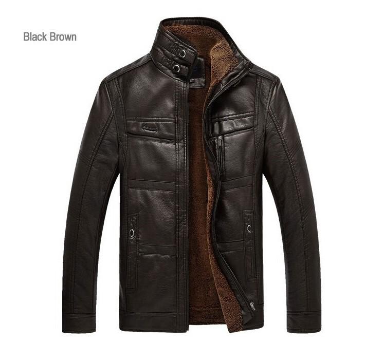 Men Coat Brand Leather Jacket Winter Overcoat M