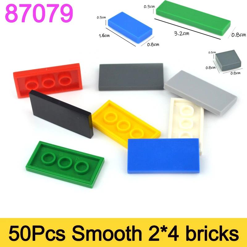 Panel 2x4 DIY Gładkie Klocki 50szt. Figurka Płaski Kafelek Kreatywny Rozmiar Kompatybilny z 87079 Edukacyjne MOC Klocki Zabawki