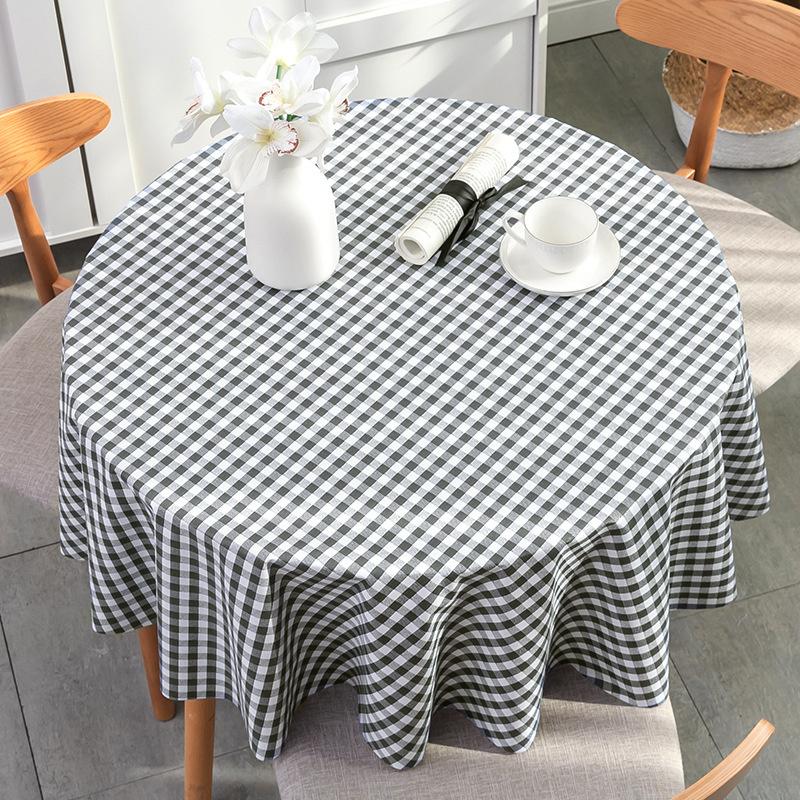 Mantel Redondo de PVC Estampado con Cuadrícula Impermeable, a Prueba de Aceite, Anti-Escaldaduras, Mantel para Mesa de Café, Cocina, Comedor, Cubierta, Alfombrilla