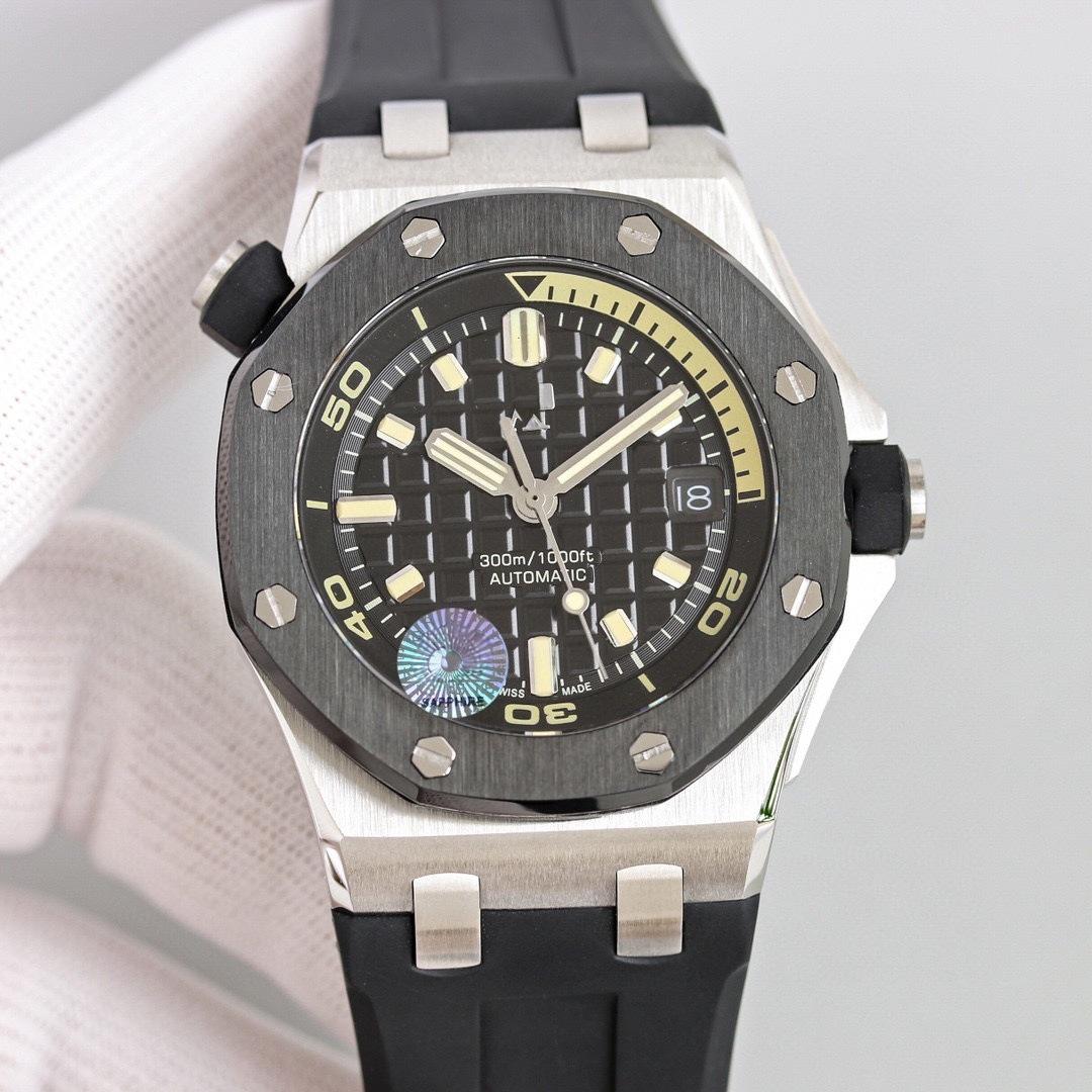Новые AP Royal Oak Offshore 15720ST Механические мужские часы с циферблатом Tapestry из нержавеющей стали на каучуковом ремешке