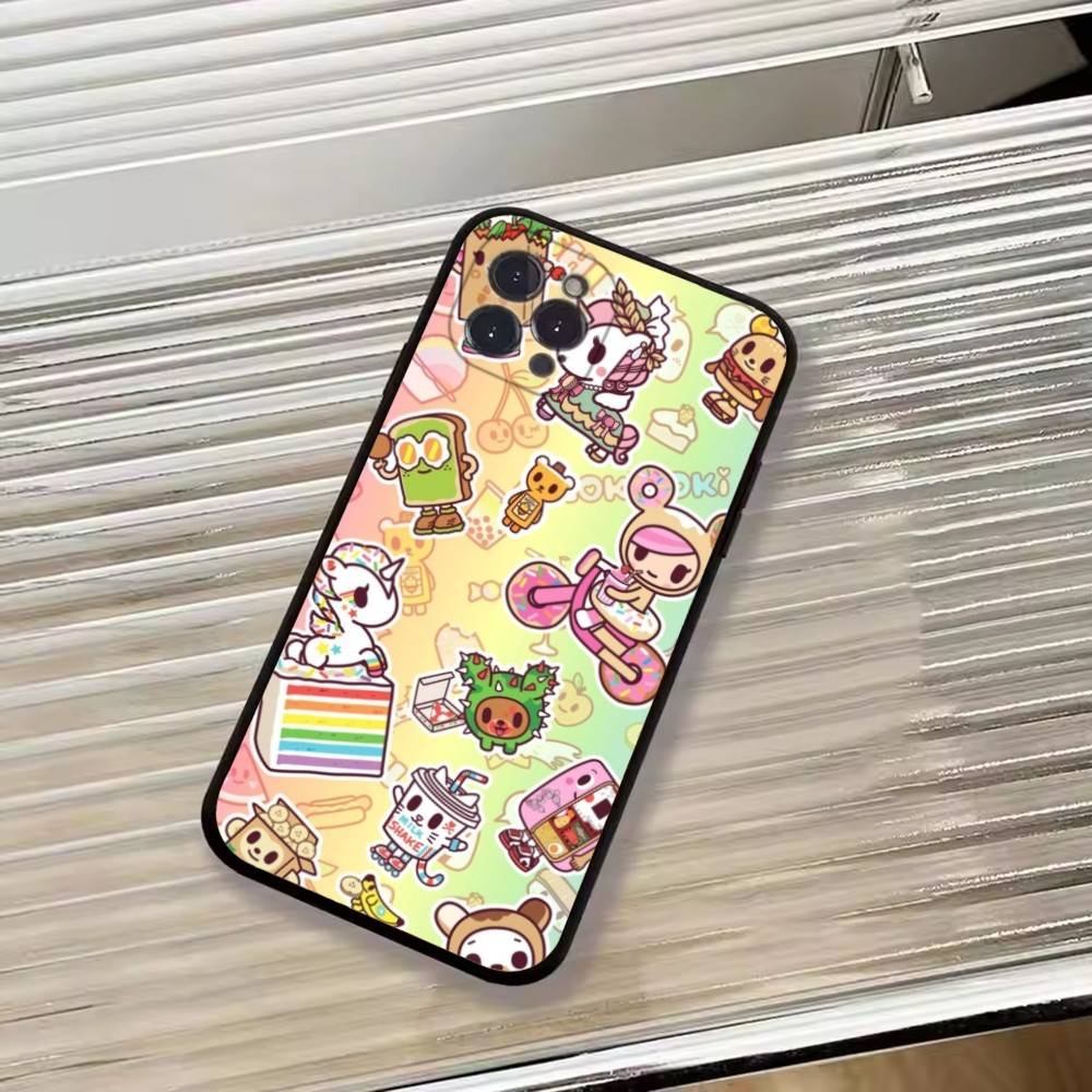 Japan T-Tokidokis Phone Case For iPhone 17,16,15,14,13,12,11 Plus,Pro Max,XS,Soft Silicone Black Cover
