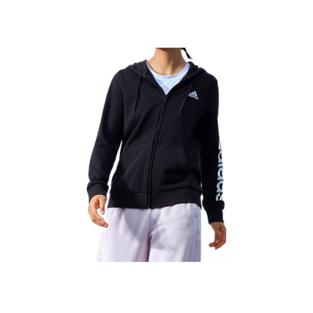 Adidas Logo Print Sports Hooded Jacket Women Jacket Black GL0791