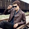 Men's locomotive leather jacket men's youth pu jacket lapel leather jacket British trendy men's clothing