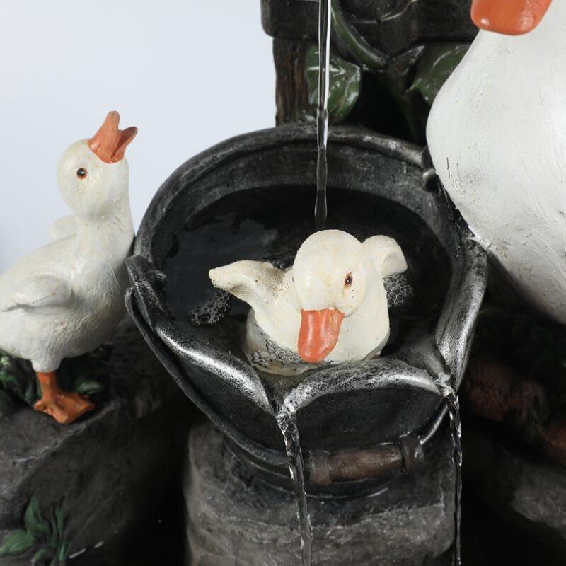 Solar Garden Ornaments: Squirrel & Duck Water Fountain for Outdoor Décor