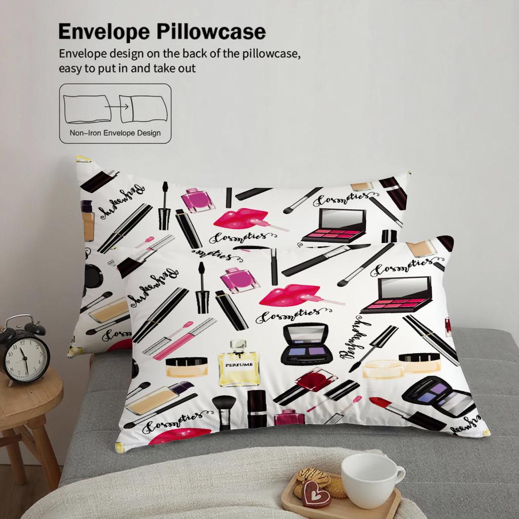 3pcs Cosmetic Makeup Bedding Sets 3D Printed Cosmetics Pattern Duvet Cover Sets With Pillowcases No Filling